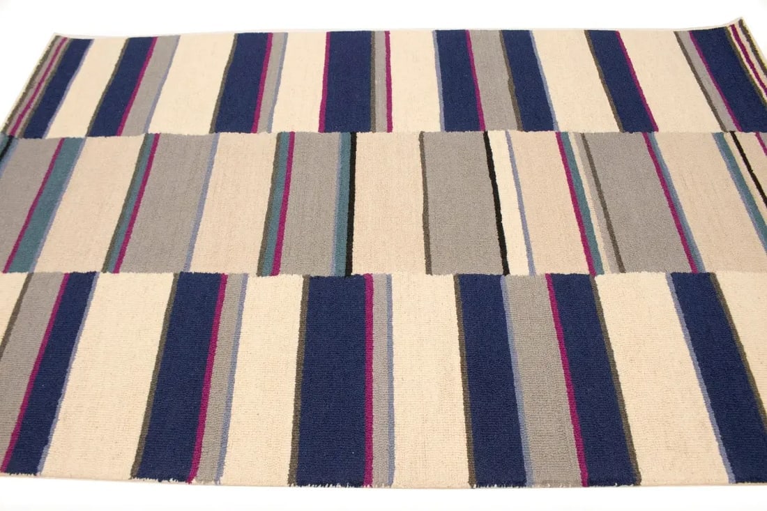 Multicolored Stripes 5X8 Hand-Tufted Modern Rug - 5