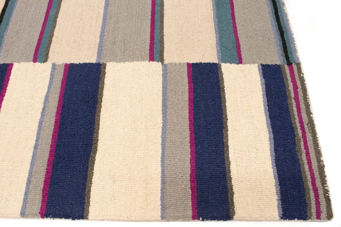 Multicolored Stripes 5X8 Hand-Tufted Modern Rug - 8