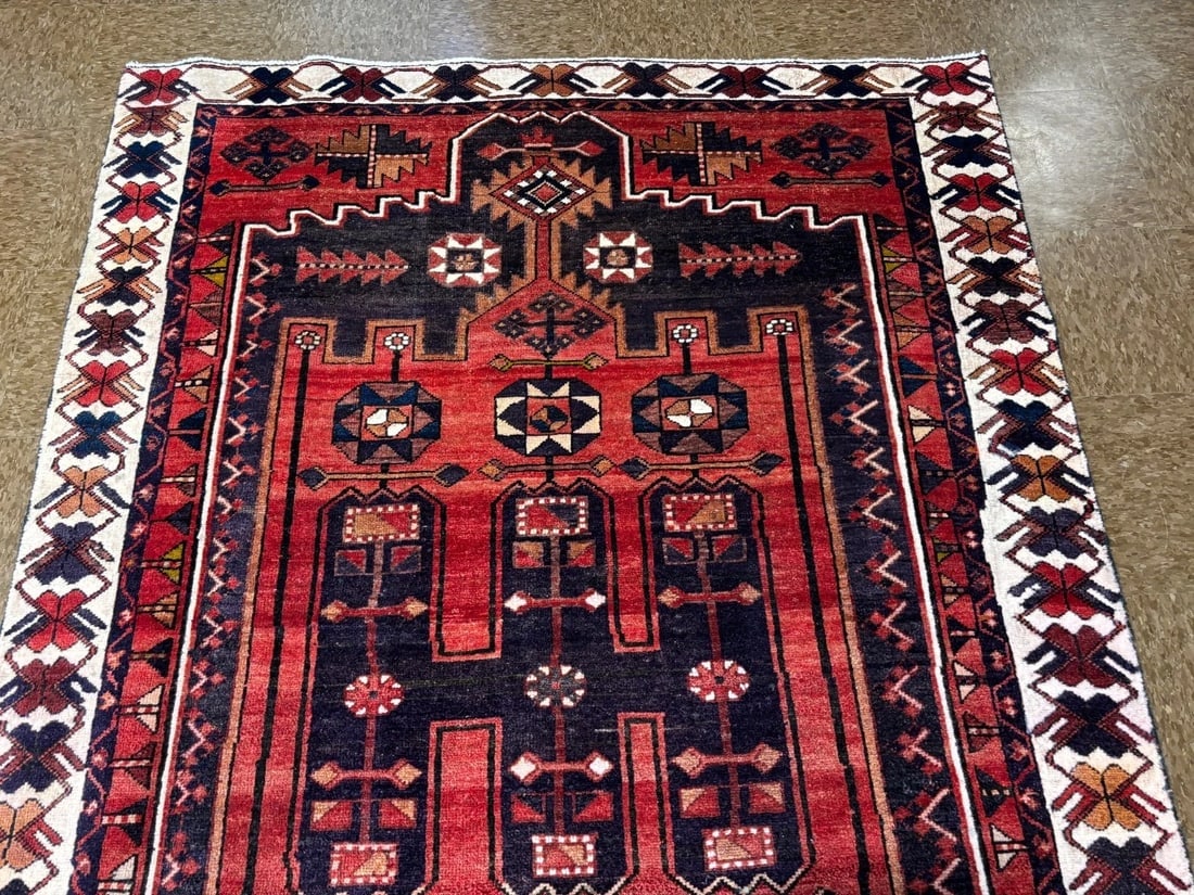 Hand-Knotted Persian Bakhtiari Tribal Geometric Wool Red Oriental Area Rug 5' x 6'11" - 5