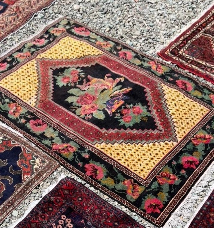 Hand Knotted Karabagh Tribal Wool Black Caucasian Oriental Rug 5' x 7'3" - 6