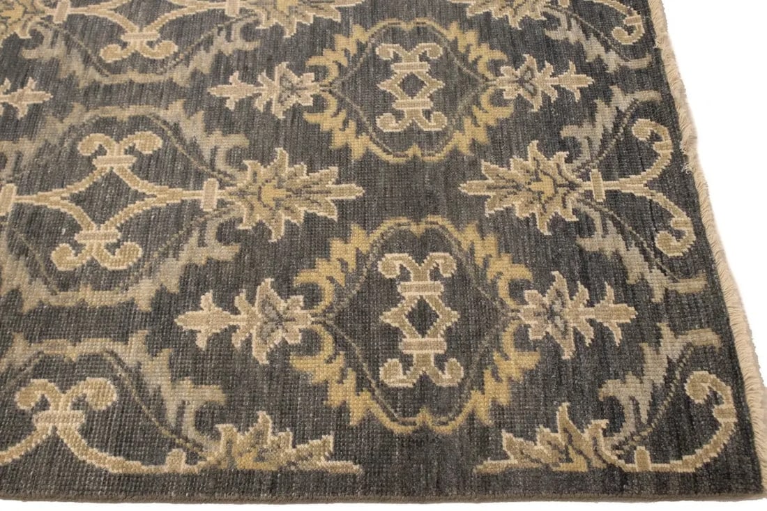 Brownish Gray Transitional Floral 6X9 Oriental Rug - 13