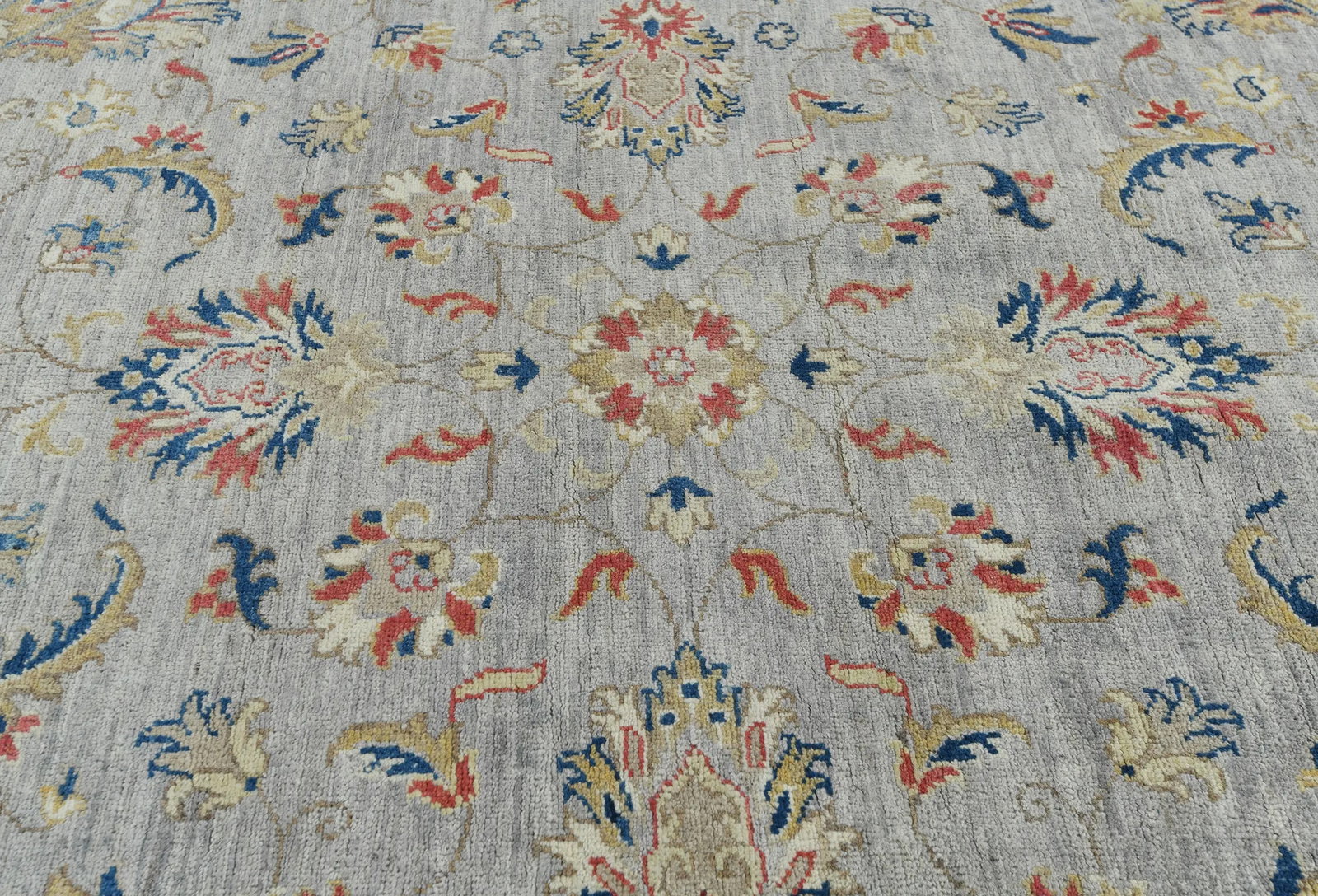 Gray Floral Transitional 6'4X6'6 Oushak Oriental Round Rug - 6