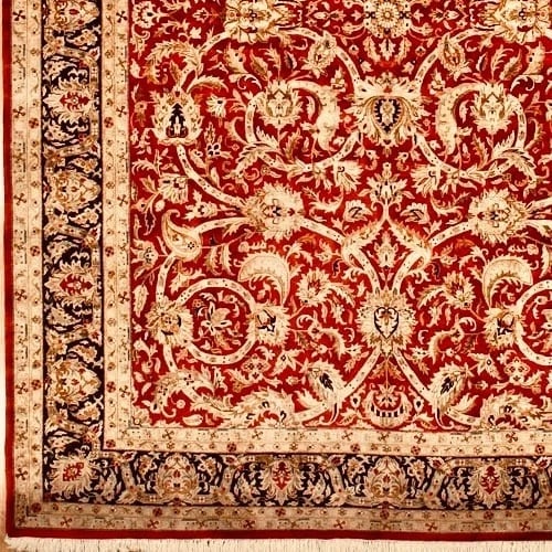 Hand Knotted Indo-Tabriz Red Wool Oriental Area Rug Carpet 9'11" x 13'11" - 6