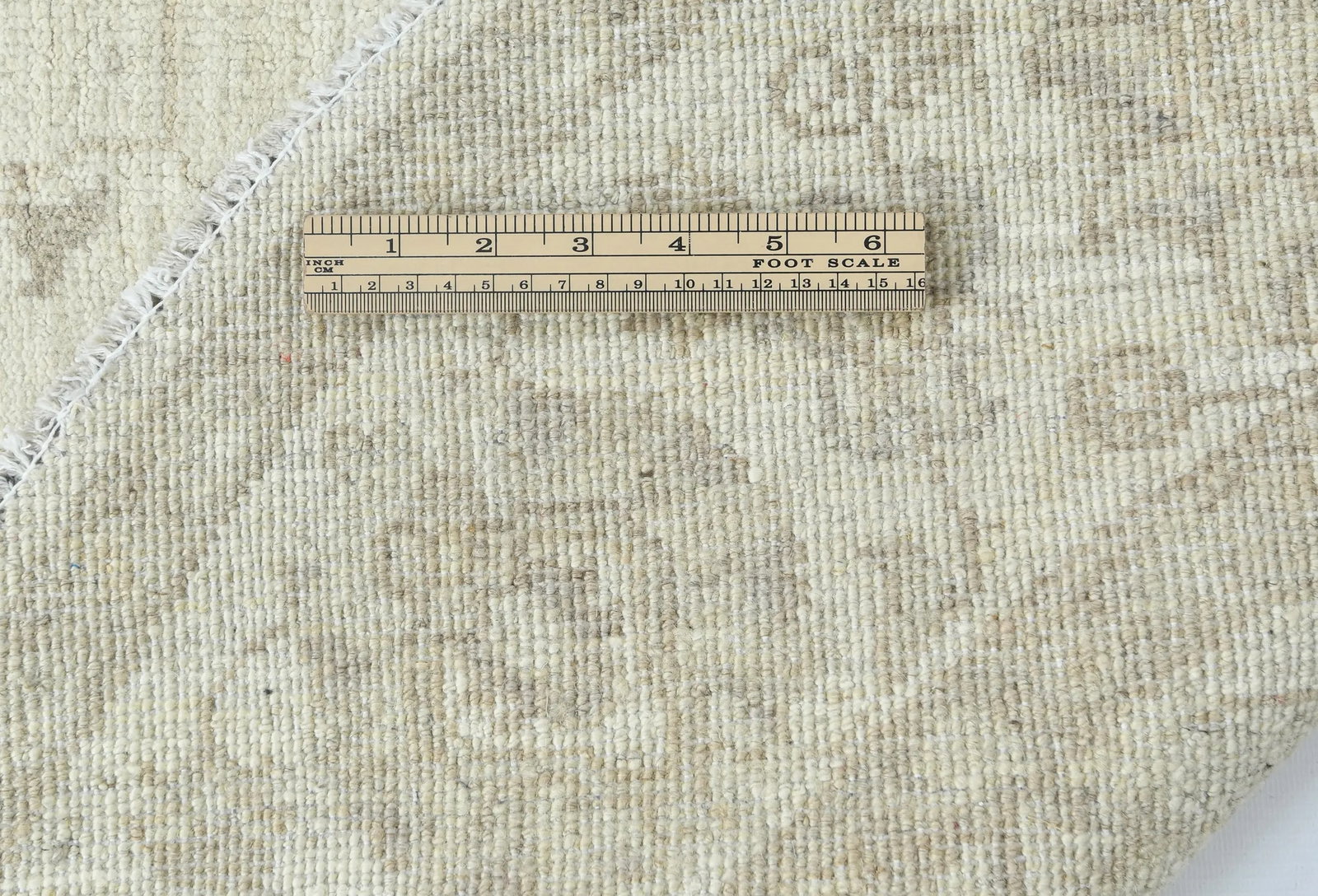 Muted Beige Floral Transitional 5x5 Oushak Oriental Round Rug - 12