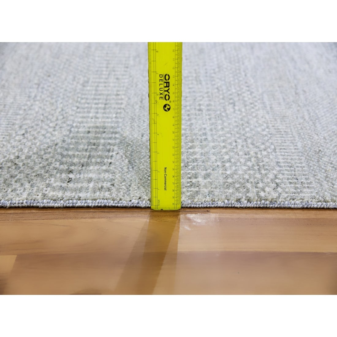 Gainsboro Gray Undyed Wool Hand Knotted Modern Grass Design Runner Rug - 6