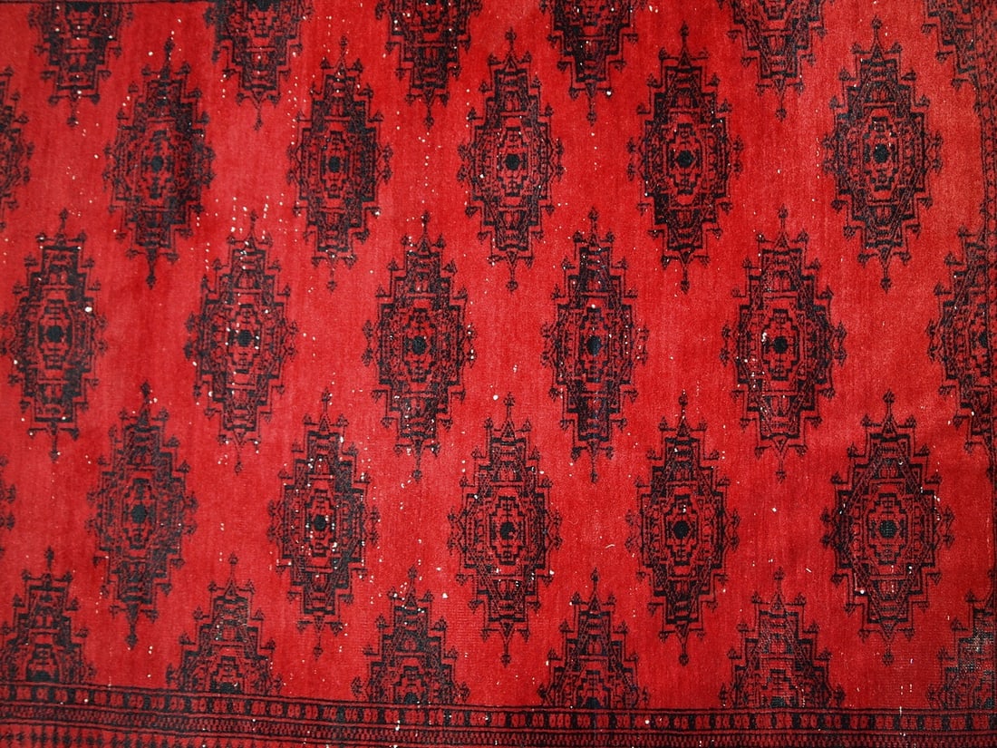 Handmade vintage Afghan Ersari rug 4' x 5.8' (122cm x 179cm) 1970s - 2