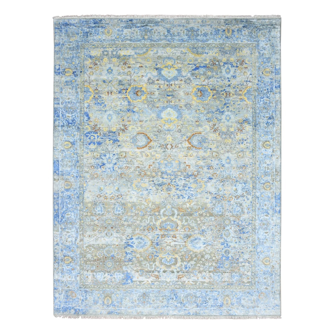 Taupe Colorful Oushak All Over Design Wool and Silk Hand Knotted Rug: Title: Taupe Colorful Oushak All Over Design Wool and Silk Hand Knotted RugDescription:This is a truly genuine one-of-a-kind. It has been Knotted for months and months in the centuries-old weaving