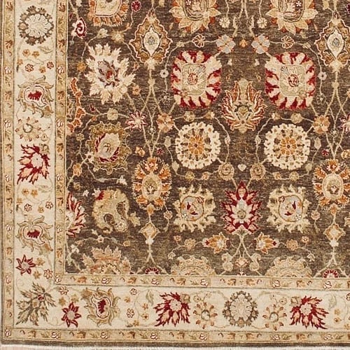 Hand Knotted Indo-Tabriz Brown Wool New Oriental Rug Carpet 7'11" x 10'4" - 6