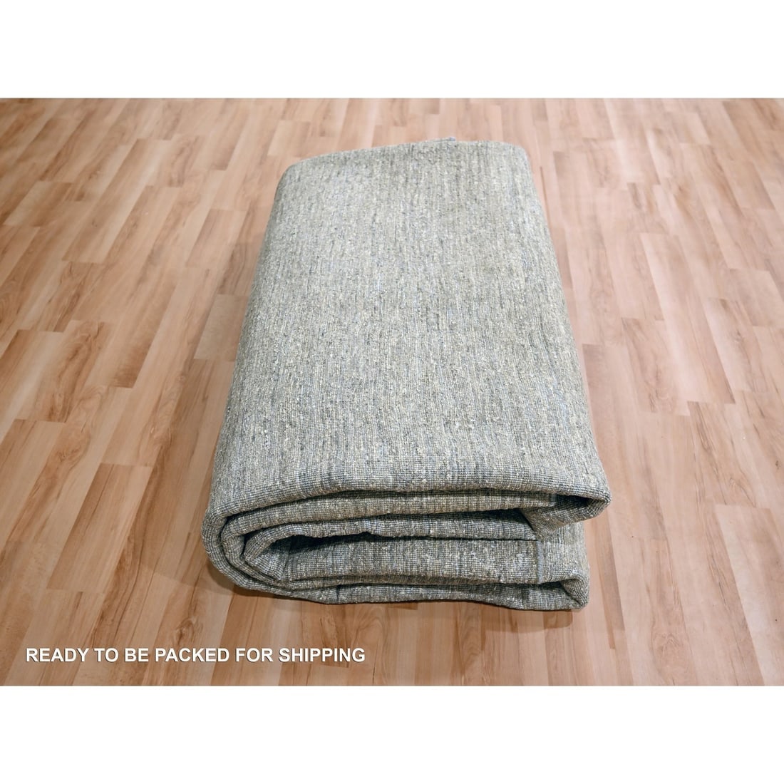 Warm Taupe Plain Solid Design Soft Pile Hand Knotted Sari Silk Rug - 9