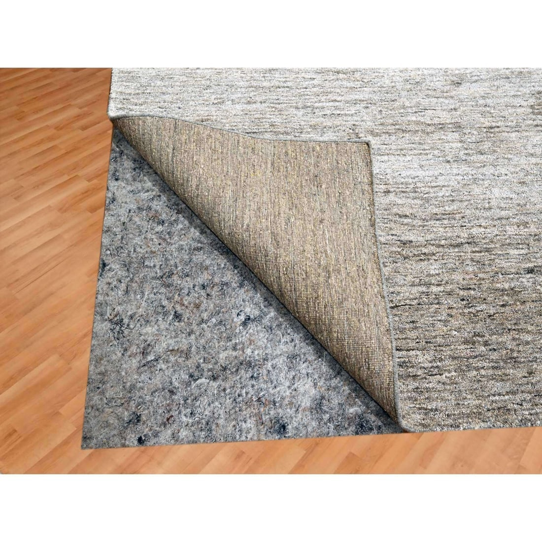 Warm Taupe Plain Solid Design Soft Pile Hand Knotted Sari Silk Rug - 4