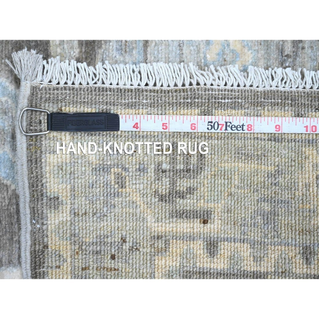 Ash Gray Ziegler Mahal Dragon Design Hand Knotted Pure Wool Runner Rug - 6