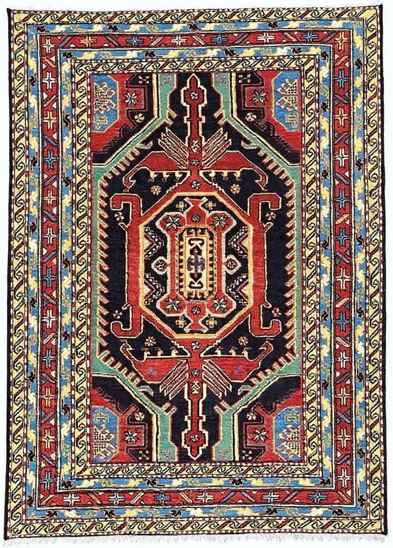 Persian Azarbaijan Hand-Knotted Wool Rug 4'7" x 7'2" Navy Tribal Oriental Rug (1 of 10)