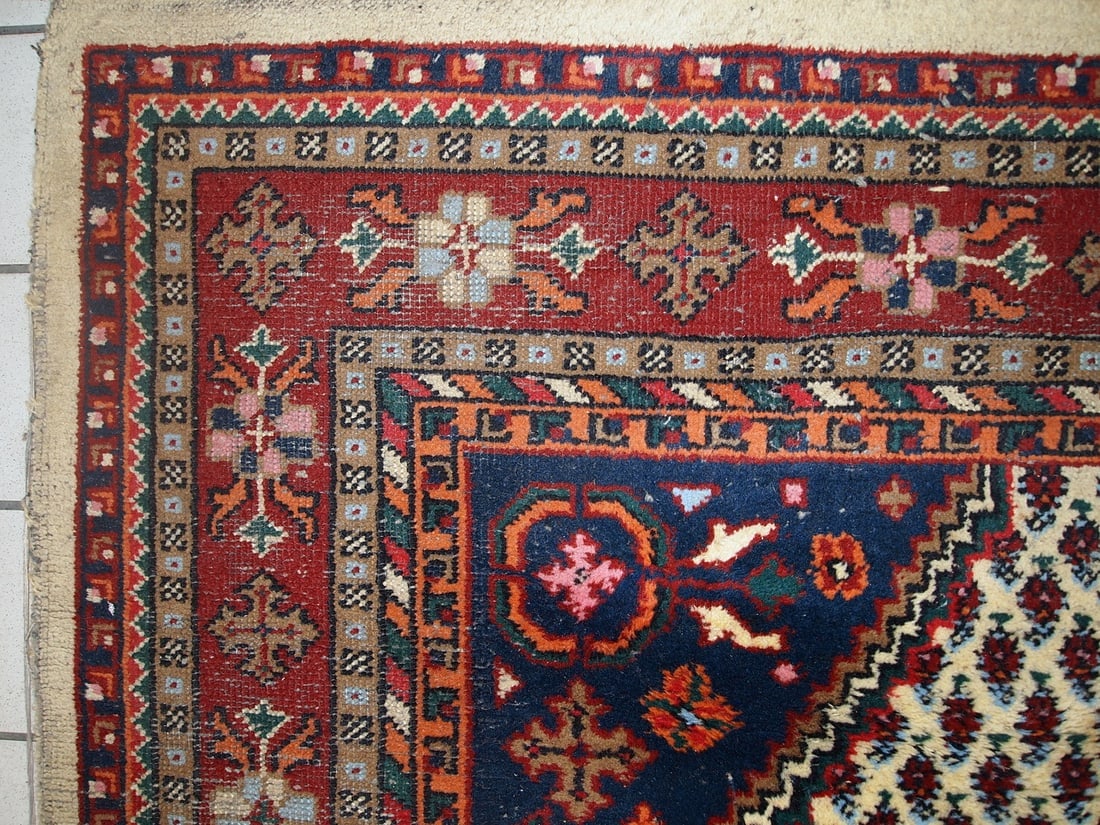 Handmade vintage Persian Hamadan rug 5.7' x 7.9' (175cm x 240cm) 1970s - 6