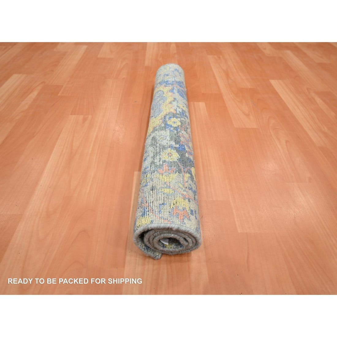 Gray Colorful Oushak Design Wool & Silk Hand Knotted Mat Oriental Rug - 5