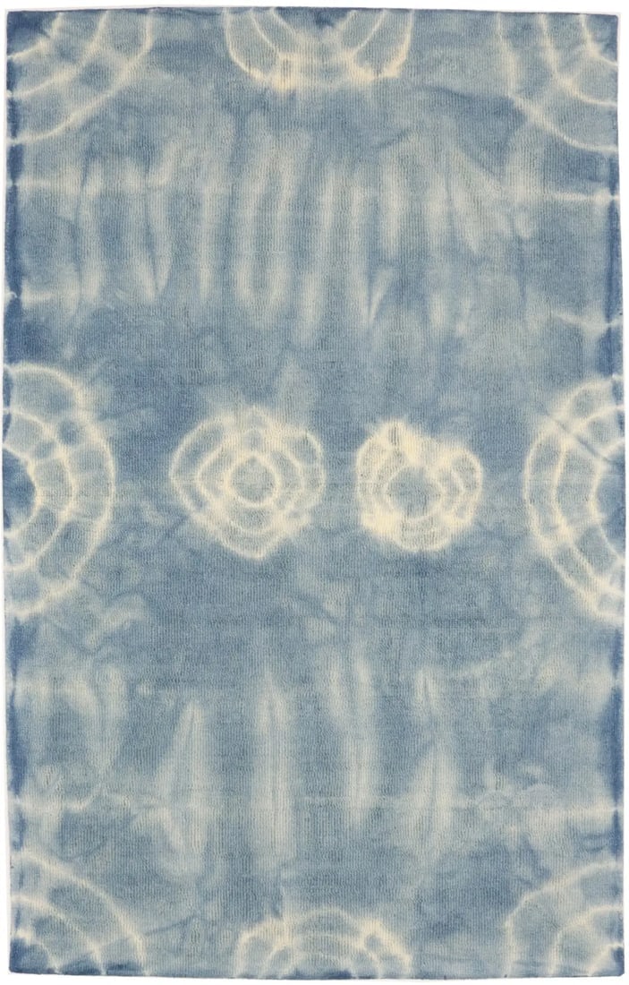 Blue Tie-Dye 5X8 Hand-Tufted Modern Rug: Title: Blue Tie-Dye 5X8 Hand-Tufted Modern RugDescription:Modern Rug Blue Tie-Dye Style 5X8 Hand-Tufted Contemporary Wool Kids Room CarpetMaterials:WoolDimension:5'0 X 8'0 Ft Reserve: $254.00 