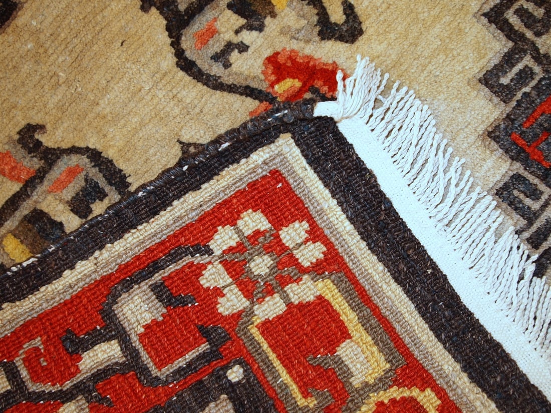 Handmade vintage Mongolian rug 2,9' x 5,2' ( 90cm x 160cm ) 1970 - 7