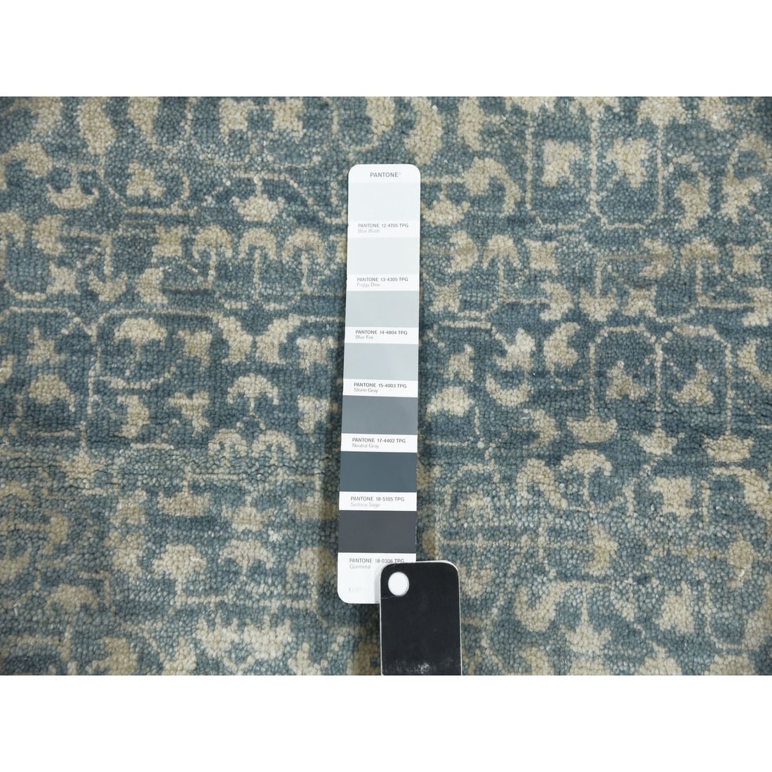 Blue, Modern Design, Organic Wool Hand Knotted, Oriental Rug - 4