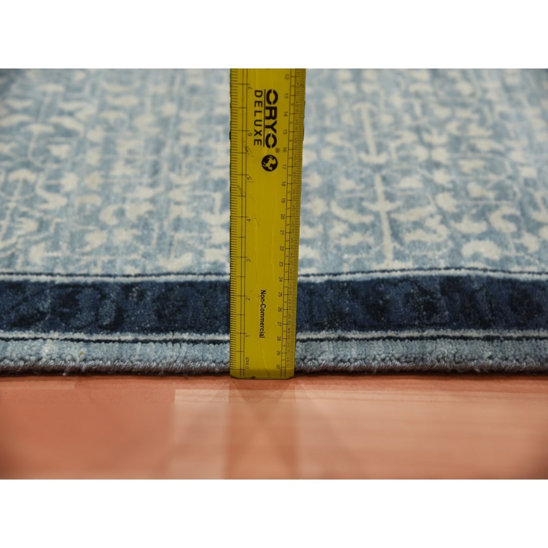 Blue, Modern Design, Organic Wool Hand Knotted, Oriental Rug - 6