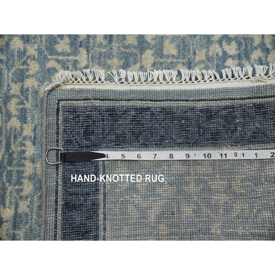 Blue, Modern Design, Organic Wool Hand Knotted, Oriental Rug - 7