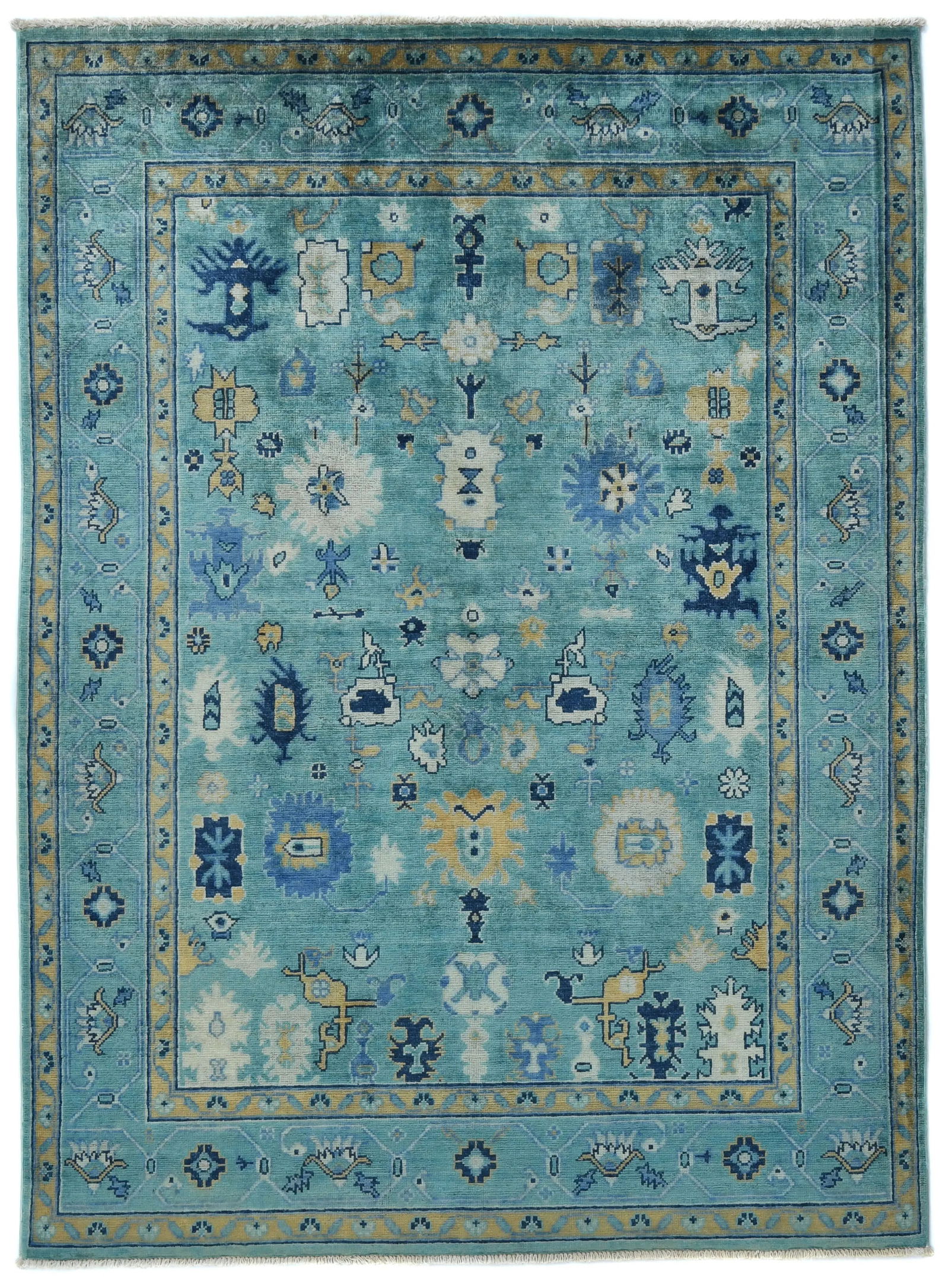 Blue Floral Modern 5X7 Kazak Pakistan Rug: Title: Blue Floral Modern 5X7 Kazak Pakistan RugDescription:Hand Knotted 5X7 blue Oriental rug made with vegetable dyes (fine wool pile and cotton foundation), exceptional knot count, and appealing