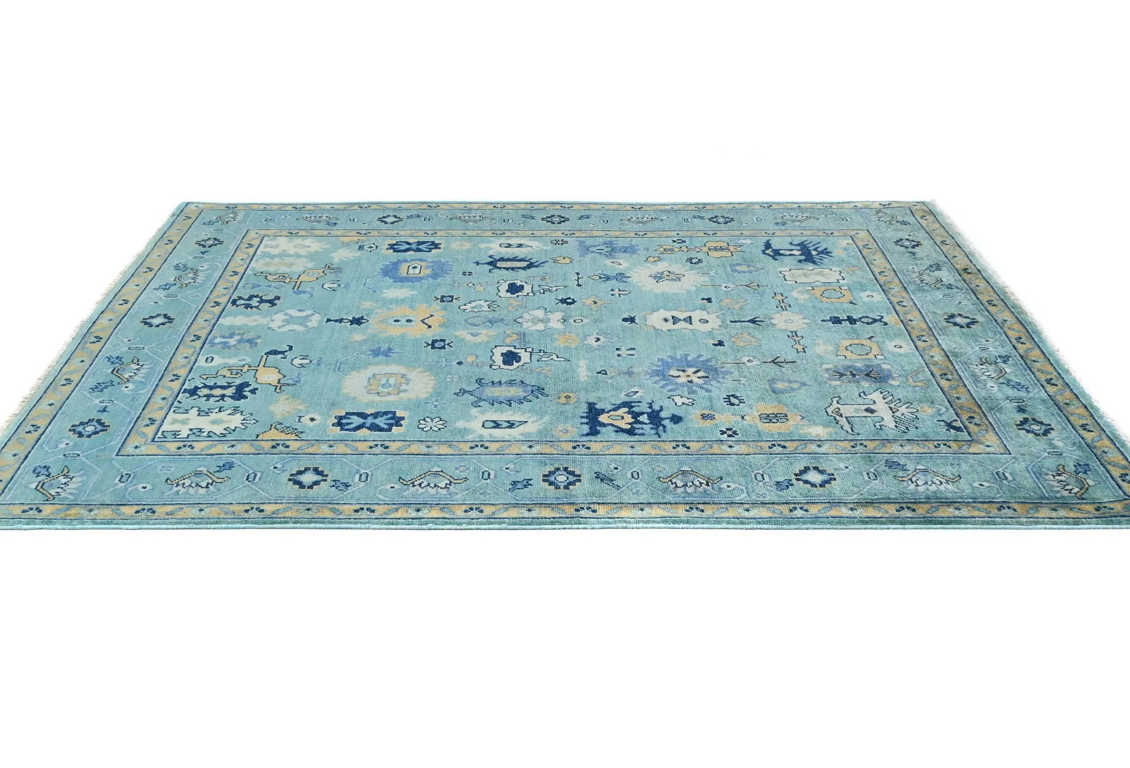 Blue Floral Modern 5X7 Kazak Pakistan Rug - 5