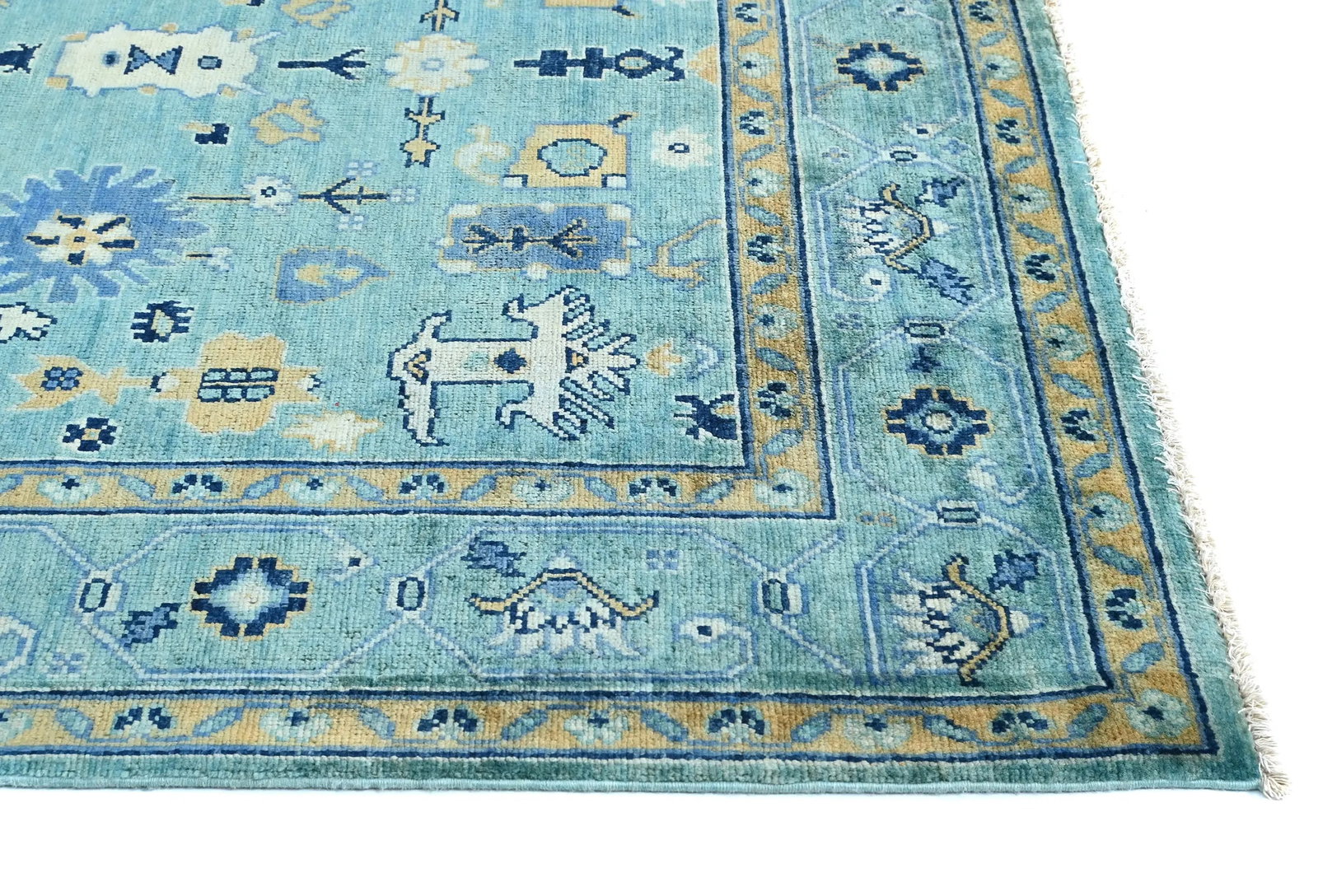 Blue Floral Modern 5X7 Kazak Pakistan Rug - 9