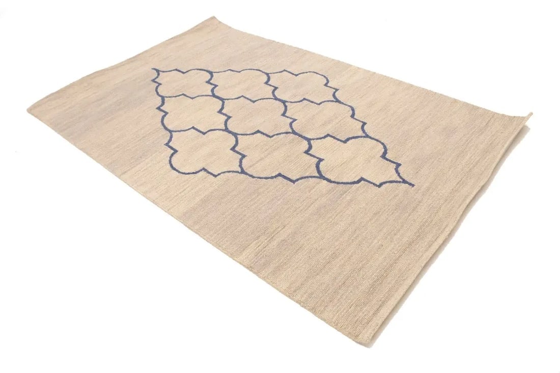 Beige Trellis 5X8 Hand-Tufted Modern Rug - 4