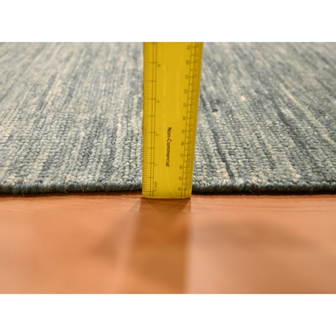 Shades of Gray Plain Solid Design Pure Wool Sample Hand Knotted Rug - 3