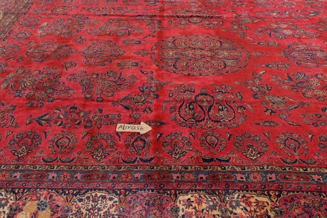 Pre-1900 Vegetable Dye Sarouk Mohajeran Persian Area Rug 10x13 - 13