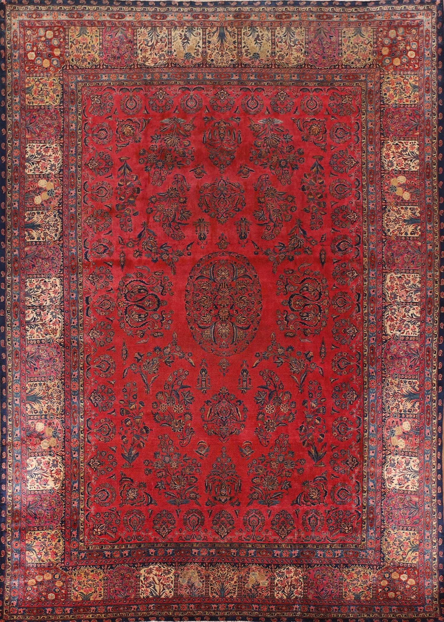 Pre-1900 Vegetable Dye Sarouk Mohajeran Persian Area Rug 10x13 (1 of 20)