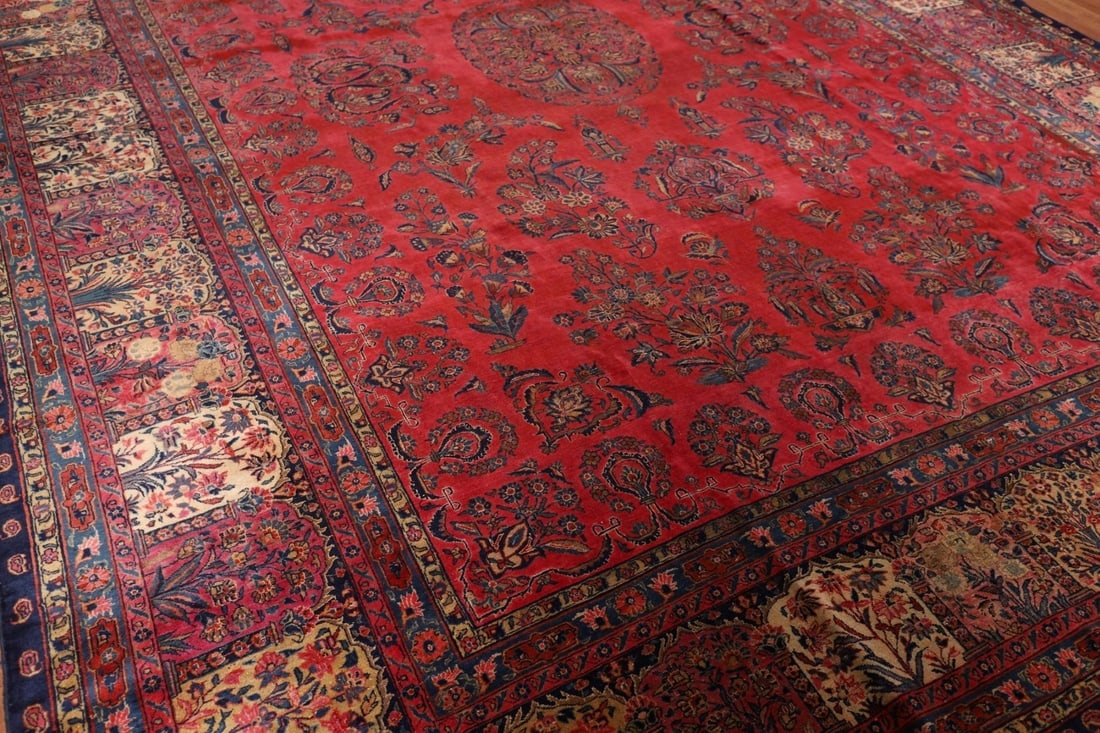 Pre-1900 Vegetable Dye Sarouk Mohajeran Persian Area Rug 10x13 - 7