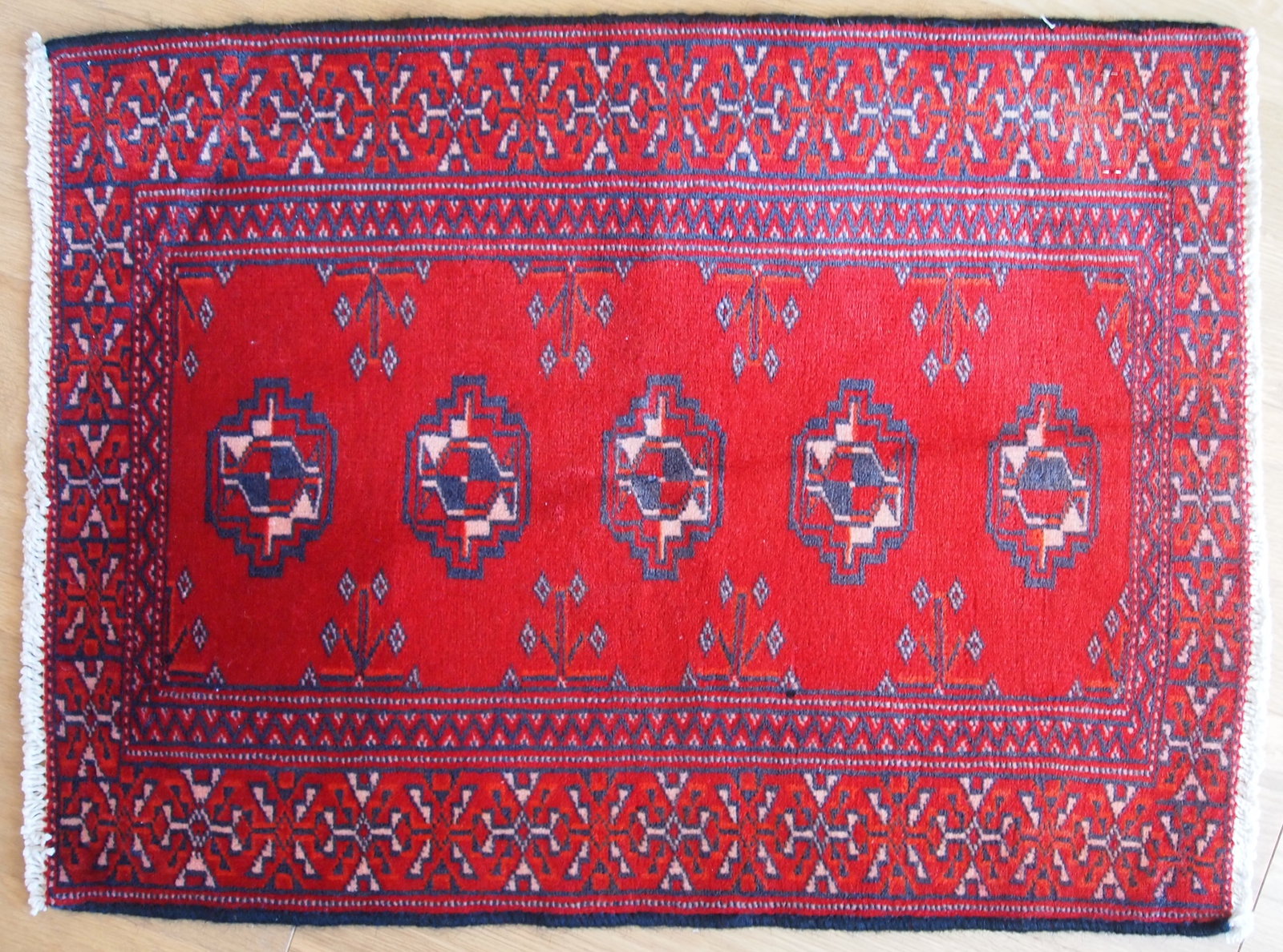 Hand made vintage Turkoman rug 1.9' x 2.6' ( 58cm x 79cm ) 1970 - 2