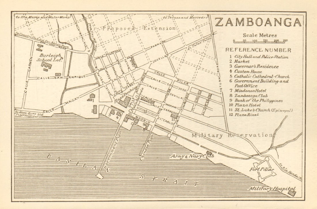 Zamboanga town city sketch plan. Mindanao. Philippines 1920 old antique map: Title: Zamboanga town city sketch plan. Mindanao. Philippines 1920 old antique map Description: Zamboanga'. Imperial Japanese Government Railways. Published 1920. Antique sketch map. Size 10 x 15 cm |