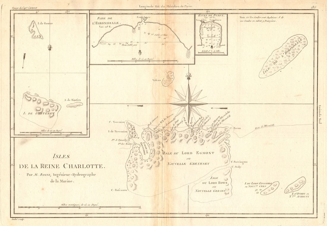 Isles de la Reine Charlotte. Nendo, Santa Cruz, Solomon Islands. BONNE 1788 map (1 of 1)
