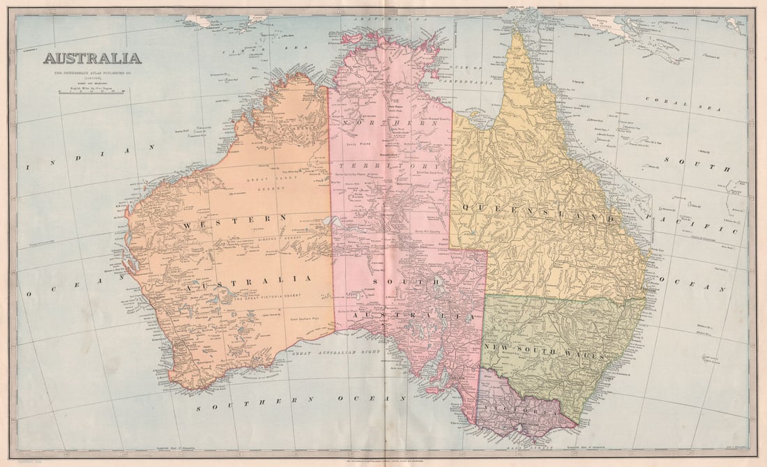 Large map of AUSTRALIA for GARRAN. Shows Northern Territory part of SA 1888: Title: Large map of AUSTRALIA for GARRAN. Shows Northern Territory part of SA 1888 Description: Australia'. Drawn by Alex J Scally for Andrew Garran's Picturesque Atlas Publishing Co (Limited), Sydney