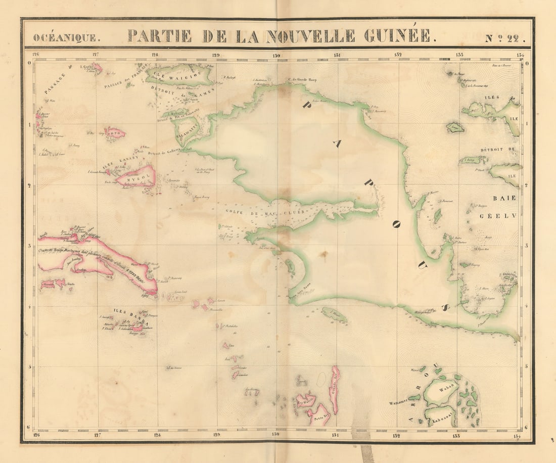 Océanique Partie de la Nouvelle Guinée 22 W Papua Moluccas VANDERMAELEN 1827 map: Title: Océanique Partie de la Nouvelle Guinée 22 W Papua Moluccas VANDERMAELEN 1827 map Description: Océanique - Partie de la Nouvelle Guinée - No. 22'. The eastern Moluccas and