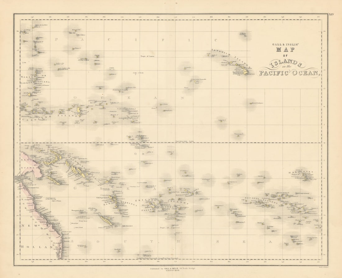 Gall & Inglis' Map of Islands in the Pacific Ocean. Polynesia Melanesia 1850 (1 of 1)