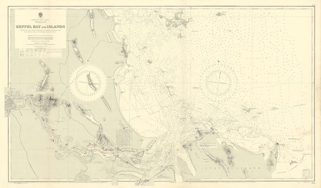 Keppel Bay & Islands, Queensland Rockhampton ADMIRALTY sea chart 1865 (1956) map: Title: Keppel Bay & Islands, Queensland Rockhampton ADMIRALTY sea chart 1865 (1956) map Description: Australia - East Coast - Queensland - Keppel Bay and Islands'. Surveyed by Staff Commr. J. Jeffery,