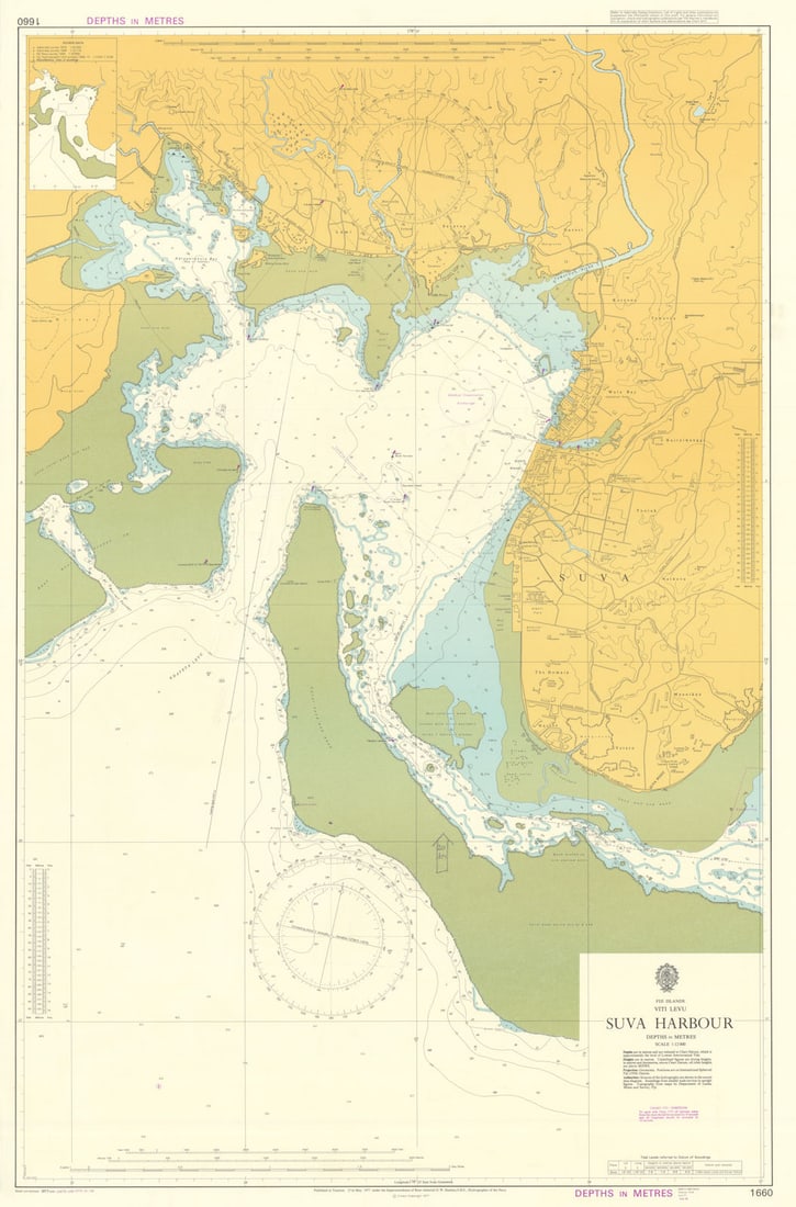 Fiji Islands. Viti Levu. Suva Harbour. Admiralty chart #1660. 1977 (1979) map: Title: Fiji Islands. Viti Levu. Suva Harbour. Admiralty chart #1660. 1977 (1979) map Description: Fiji Islands - Viti Levu - Suva Harbour'. Published at the Admiralty under the superintendence of Rear