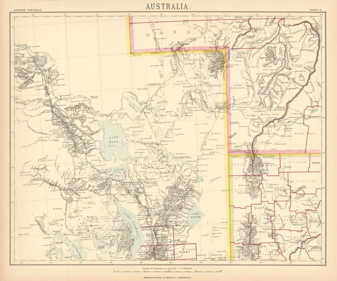 CENTRAL AUSTRALIA DESERTS. Simpson Strzelecki Tirari Sturt Stony. LETTS 1892 map: Title: CENTRAL AUSTRALIA DESERTS. Simpson Strzelecki Tirari Sturt Stony. LETTS 1892 map Description: Australia sheet III - Eastern Australia'. Published by George Gill & Sons. Most of the plates used