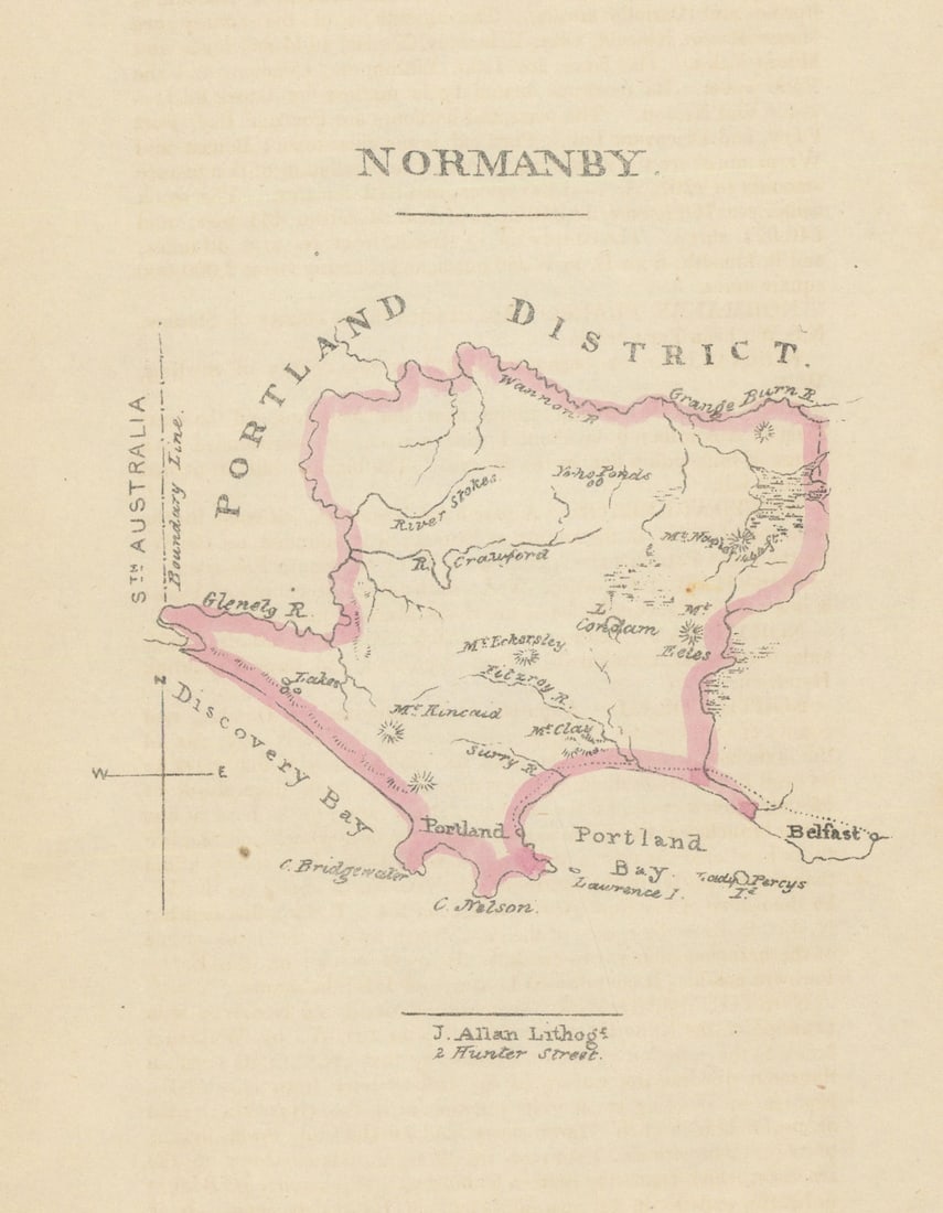 Normanby county/cadastral map by William Henry Wells/ John Allan—Victoria 1848: Title: Normanby county/cadastral map by William Henry Wells/ John Allan—Victoria 1848 Description: Normanby'. Originally published as part of one of the earliest series of Australian county maps