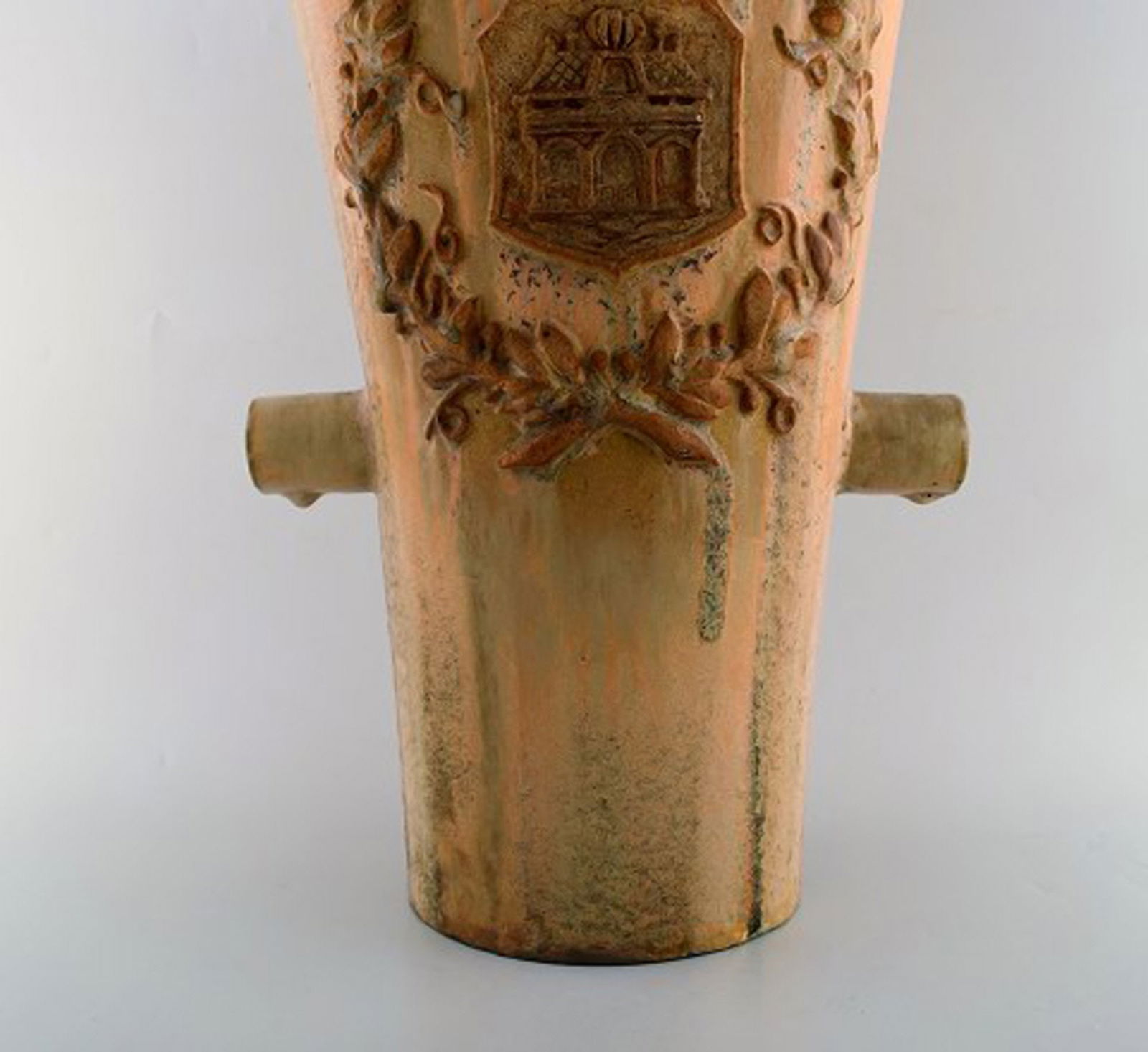 Colossal Arne Bang unique vase in glazed ceramics with brand from pharmacy in Aalborg, Denmark. - 3