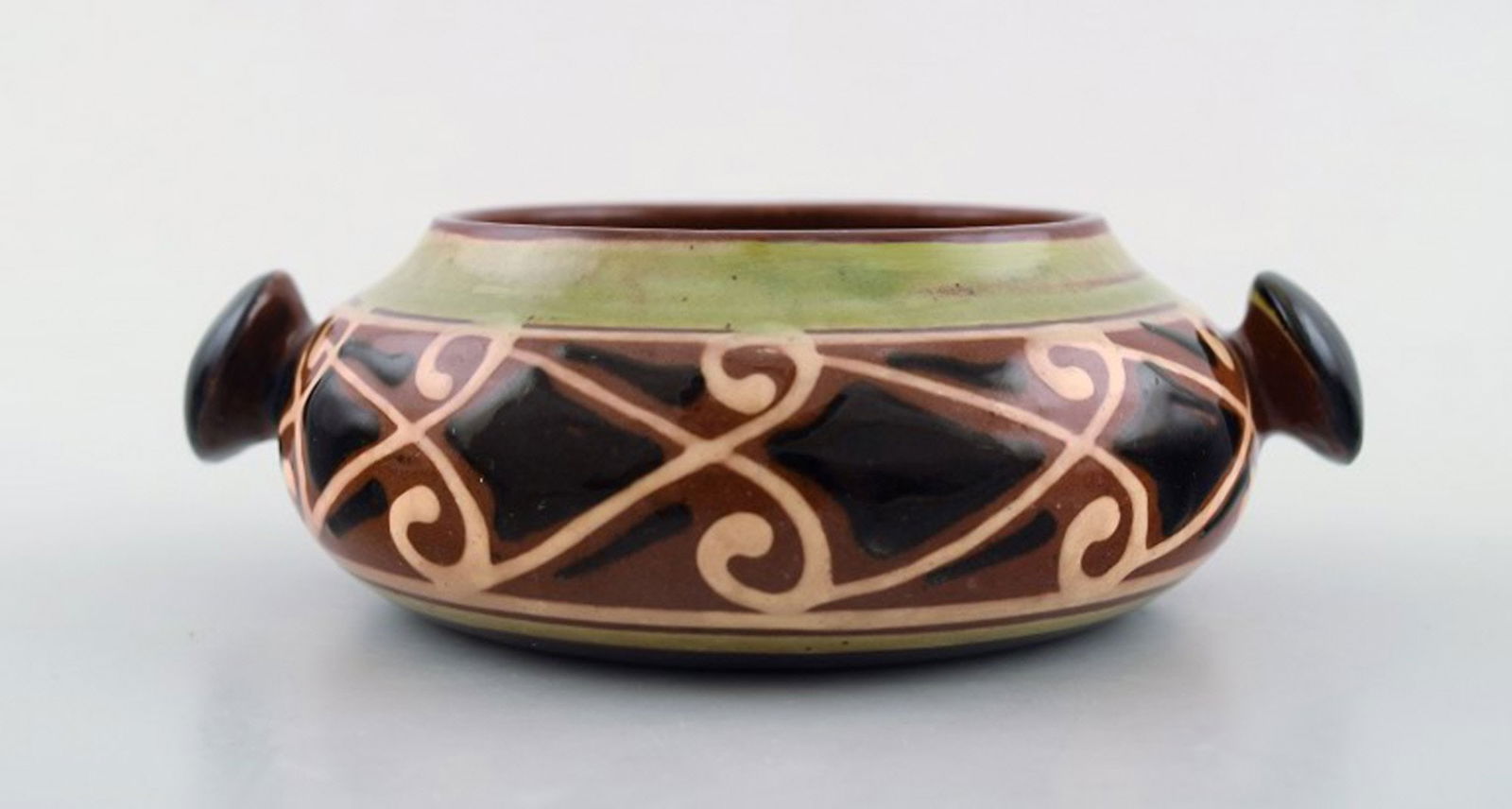 Kähler, Denmark, glazed bowl with handles, stoneware. (1 of 6)