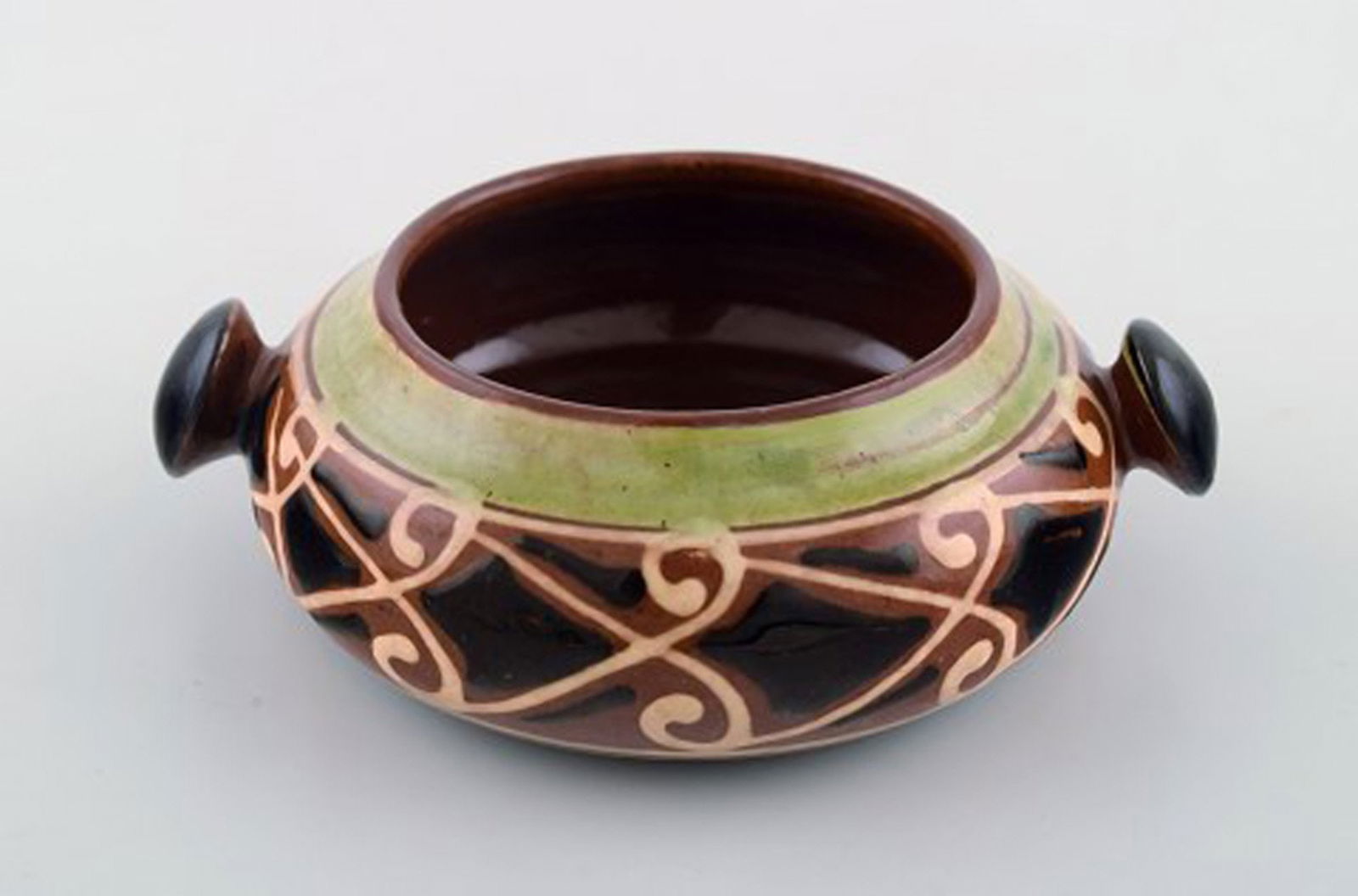 Kähler, Denmark, glazed bowl with handles, stoneware. - 2