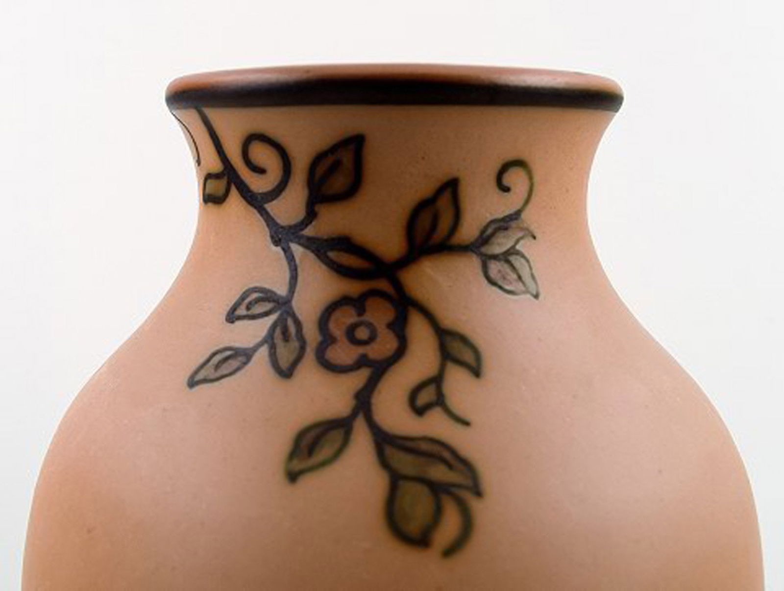 Hjorth, Bornholm, ceramic vase hand painted. - 6