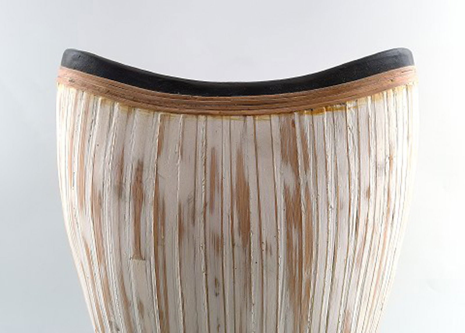 3 large modern pottery vases, light glaze and wickerwork. - 2