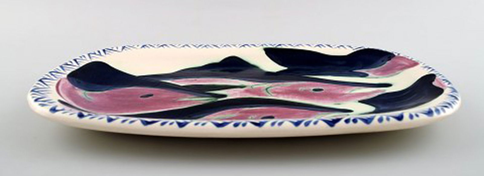 Kate Maury unique ceramic dish decorated with fish. - 2