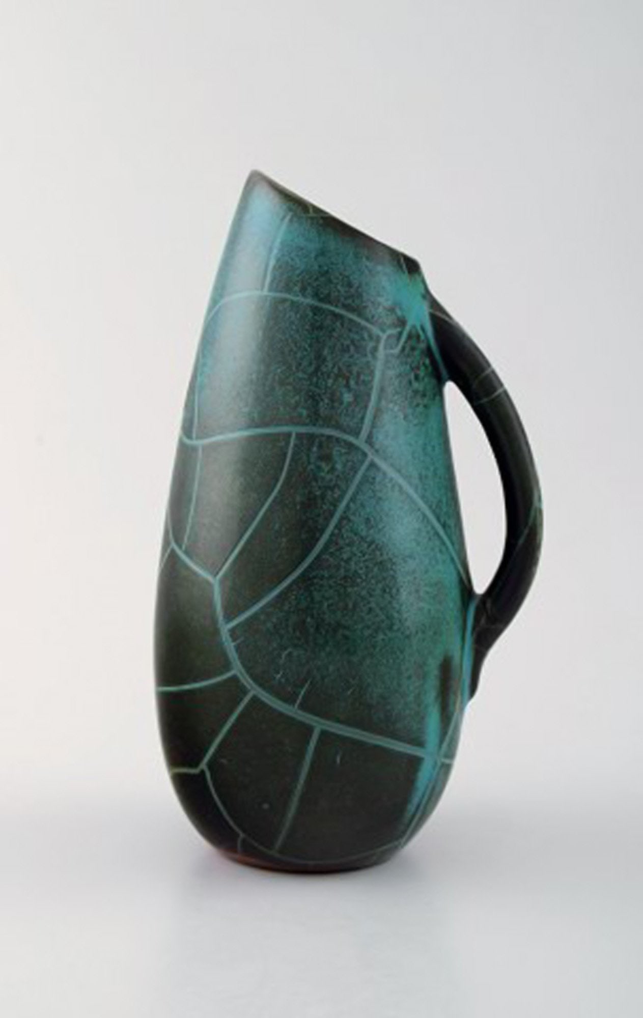 Richard Uhlemeyer, German ceramist. Collection of ceramic jugs/vases, beautiful cracked glaze in red - 2