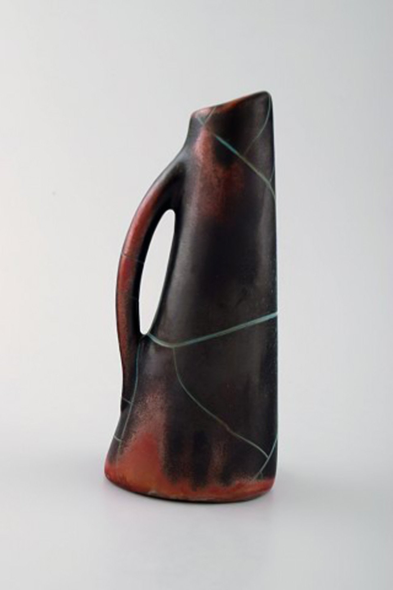 Richard Uhlemeyer, German ceramist. Collection of ceramic jugs/vases, beautiful cracked glaze in red - 6