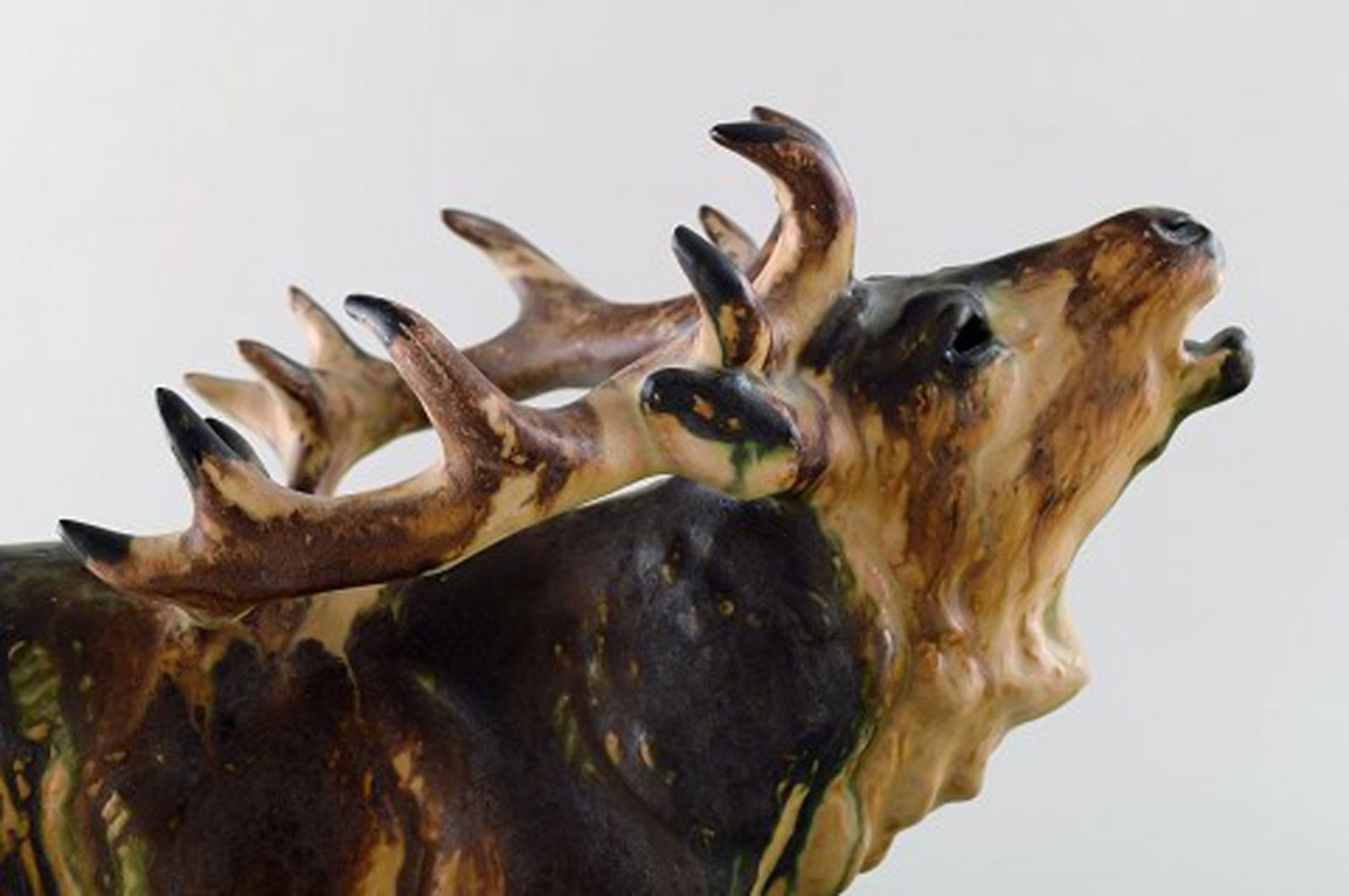Large Arne Ingdam ceramic figure. Roaring deer. - 4